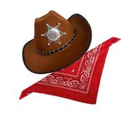 YIGZYCN Costume da cowboy occidentale per bambini e adulti, cappello da cowboy con bandana, set per Halloween