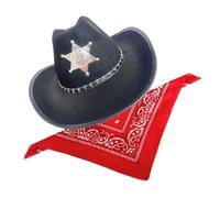 YIGZYCN Costume da cowboy occidentale per bambini e adulti, cappello da cowboy con bandana, set per Halloween