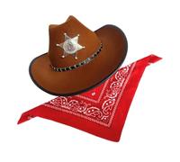 YIGZYCN Costume da cowboy occidentale per bambini e adulti, cappello da cowboy con bandana, set per Halloween
