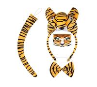 YIGZYCN Costume da tigre per bambine con fascia per orecchie, papillon, guanti, tutù, coda, accessori per animali, Halloween, cosplay, feste