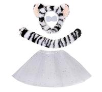 YIGZYCN Costumi leopardi animali leopardi orecchie fascia coda tutus animale costume kit Halloween Cosplay accessori per feste leopardo costume adulto donne bambini bambino
