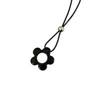 YIGZYCN Delicata collana lunga in pelle con intricato ciondolo a forma di fiore, ideale per donne alla moda in cerca di accessori unici, 3.9x3.9in, Metallo