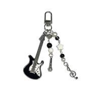 YIGZYCN Delicato portachiavi a tema chitarra per donna ornamento borsa alla moda cinturino da polso accessorio pratico portachiavi in metallo portachiavi creativo, Chiusura a