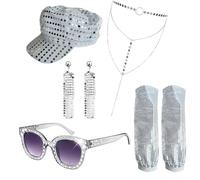 YIGZYCN Discoteche Costumi Abiti 1960 1970 80 Discoteche Accessori Cappelli Orecchini Collana Occhiali Da Sole Gamba Più Caldo Per Halloween Party