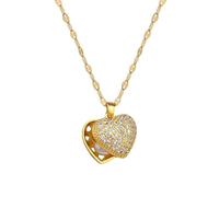 YIGZYCN Elegante ciondolo a forma di cuore con perle e strass e conchiglie con catena regolabile per donne uso quotidiano gioielli eleganti