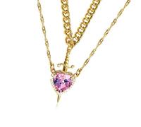 YIGZYCN Elegante collana con ciondolo a forma di pugnali a forma di cuore, con pietre preziose, abbellimenti per tutti i giorni
