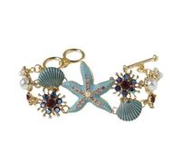 YIGZYCN Elegante conchiglia a forma di stella marina con perle finte e strass, accessorio per le donne in spiaggia e per le vacanze