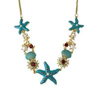 YIGZYCN Elegante conchiglia a forma di stella marina con perle finte e strass, accessorio per le donne in spiaggia e per le vacanze