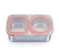 YIGZYCN Elegante contenitore per il pranzo a doppio strato in acciaio inox, con 2 scomparti, perfetto per l'uso quotidiano e da viaggio, contenitore antiruggine per alimenti