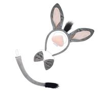 YIGZYCN Fascia per capelli con orecchie d'asino, coda e papillon, per bambini, ragazzi, ragazze, adolescenti, giochi di ruolo, Halloween