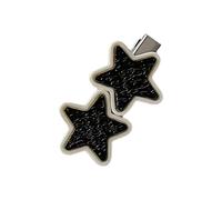 YIGZYCN Fermaglio per capelli a forma di stella con stella a cinque punte in metallo, accessorio per capelli nero e bianco