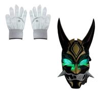 YIGZYCN Genshin Impacts, maschera per giochi di anime, Xiao, maschera illuminata, con interruttori a induzione, guanti per Halloween e cosplay