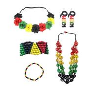 YIGZYCN Juneteenth - Set di gioielli da donna africani, accessori giamaicani, orecchini pendenti, occhiali da sole, braccialetto di perline per donne nere, tessuto