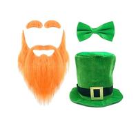 YIGZYCN Patricks Day Costume Set Leprechaun Cappello Sopracciglio Baffi Scarpe Coperture Per Il Partito Costume Irlandese Festival Accessori Leprechaun Costume