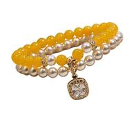 YIGZYCN Perline a doppio strato alla moda con struttura in resina, catena versatile per occasioni casual e formali, gioielli versatili, Misura unica, come descritto