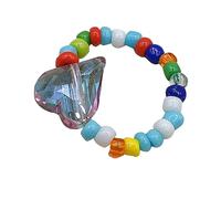 [YIGZYCN] Perline colorate fatte a mano anello elastico semplice cuore gioielli da spiaggia misura regolabile elastico fatto a mano perline elastiche anelli colorati carino gioielli impilabili
