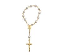 YIGZYCN Rosario cattolico per dito, rosario da dito per battesimo, perle finte, per battesimo, rosario, braccialetti per donne cattoliche, 4x12.5cm/1.57x4.92in, Metallo