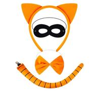 YIGZYCN Set costume da gatto orecchie da gatto, fasce per capelli, coda tutù, papillon, accessori per feste di Halloween