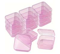 YIGZYCN Set di 12 scatole portaoggetti con coperchio, impilabili, piccole, quadrate, trasparenti, multiuso, colorate