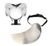 YIGZYCN Set di costume da animale per giochi di ruolo, coda di animale peloso e fascia per orecchie in peluche, per donne, Halloween, cosplay, costume da animale