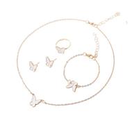 YIGZYCN Set di gioielli a forma di farfalla, collana con ciondolo alla moda, collana regolabile con braccialetto, anelli, orecchini