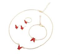 YIGZYCN Set di gioielli a forma di farfalla, collana con ciondolo alla moda, collana regolabile con braccialetto, anelli, orecchini