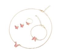 YIGZYCN Set di gioielli a forma di farfalla, collana con ciondolo alla moda, collana regolabile con braccialetto, anelli, orecchini