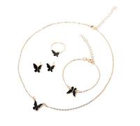 YIGZYCN Set di gioielli a forma di farfalla, collana con ciondolo alla moda, collana regolabile con braccialetto, anelli, orecchini