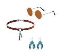 YIGZYCN Set di gioielli bohémien da donna, alla moda, con collana, braccialetto, orecchini, occhiali da sole, fascia per capelli, set regalo, Pietra