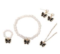 YIGZYCN Set di gioielli dolci con ciondolo a forma di farfalla, elegante ciondolo a forma di farfalla e perle, set di gioielli da indossare tutti i giorni