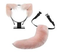 YIGZYCN Set di orecchie e coda di gatto in finta pelliccia, volpi, lupo, cerchietto con coda per Halloween, Natale, cosplay, feste in costume accessori