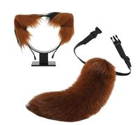 YIGZYCN Set di orecchie e coda di gatto in finta pelliccia, volpi, lupo, cerchietto con coda per Halloween, Natale, cosplay, feste in costume accessori