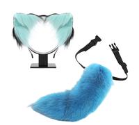 YIGZYCN Set di orecchie e coda di gatto in finta pelliccia, volpi, lupo, cerchietto con coda per Halloween, Natale, cosplay, feste in costume accessori