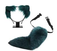 YIGZYCN Set di orecchie e coda di gatto in finta pelliccia, volpi, lupo, cerchietto con coda per Halloween, Natale, cosplay, feste in costume accessori