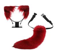 YIGZYCN Set di orecchie e coda di gatto in finta pelliccia, volpi, lupo, cerchietto con coda per Halloween, Natale, cosplay, feste in costume accessori