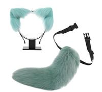 YIGZYCN Set di orecchie e coda di gatto in finta pelliccia, volpi, lupo, cerchietto con coda per Halloween, Natale, cosplay, feste in costume accessori