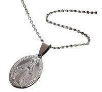 YIGZYCN Vergini cattoliche collana accessorio per le donne fede religiosa in acciaio inox ovale ciondolo collo gioielli cattolici