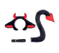 YIGZYCN Yaks Orecchio Cerchietto Con Coda Animale Yaks Accessori Costume Yaks Orecchio e Coda Kit Per Halloween Party Fancy Dress Cosplay
