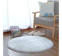 YIHAIC Faux tappetto di pelle di pecora tappeto, imitazione lana, adatto per tappeto per soggiorno, lunga pelliccia morbida, soffice, tappetino per il letto. (Bianco, 90 x 90 cm)