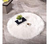 YIHAIC Faux tappetto di pelle di pecora tappeto, imitazione lana, adatto per tappeto per soggiorno, lunga pelliccia morbida, soffice, tappetino per il letto. (Bianco, 60 x 60 cm)