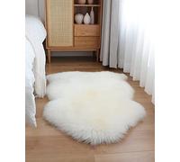 YIHAIC Faux tappetto di pelle di pecora tappeto, Pecora Agnello imitazione pelliccia sintetica decorativa, adatto per tappeto per soggiorno, tappetino per il letto (bianco, 60 x 90 cm)