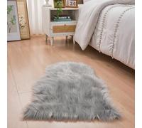 YIHAIC Faux tappetto di pelle di pecora tappeto, Pecora Agnello imitazione pelliccia sintetica decorativa, adatto per tappeto per soggiorno, tappetino per il letto (grigio, 60 x 90 cm)