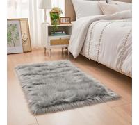 YIHAIC Faux tappetto di pelle di pecora tappeto, Pecora Agnello imitazione pelliccia sintetica decorativa, adatto per tappeto per soggiorno, tappetino per il letto (Grigio, Rectangle 60 x 90 CM)