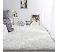 YIHAIC Faux tappetto di pelle di pecora tappeto, Pecora Agnello imitazione pelliccia sintetica decorativa, adatto per tappeto per soggiorno, tappetino per il letto (Bianco, Rectangle 75 x 120 CM)