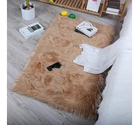YIHAIC Faux tappetto di pelle di pecora tappeto, Pecora Agnello imitazione pelliccia sintetica decorativa, adatto per tappeto per soggiorno, tappetino per il letto (Marrone, Rectangle 60 x 90 CM)