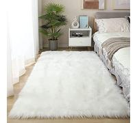 YIHAIC Faux tappetto di pelle di pecora tappeto, Pecora Agnello imitazione pelliccia sintetica decorativa, adatto per tappeto per soggiorno, tappetino per il letto (Bianco, Rectangle 50 x 150 CM)