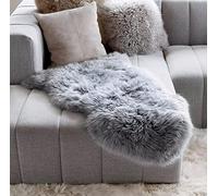 YIHAIC Faux tappetto di pelle di pecora tappeto, Pecora Agnello imitazione pelliccia sintetica decorativa, adatto per tappeto per soggiorno, tappetino per il letto (grigio, 50 x 80 cm)
