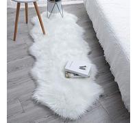YIHAIC Faux tappetto di pelle di pecora tappeto, Pecora Agnello imitazione pelliccia sintetica decorativa, adatto per tappeto per soggiorno, tappetino per il letto (Bianco, 60 x 160 cm)