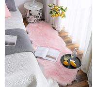 YIHAIC Faux tappetto di pelle di pecora tappeto, Pecora Agnello imitazione pelliccia sintetica decorativa, adatto per tappeto per soggiorno, tappetino per il letto (Rosa, 60 x 160 cm)