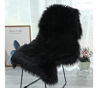 YIHAIC Pelliccia sintetica Tappeto vello di pecora, Pecora Agnello imitazione pelliccia sintetica decorativa, Capelli lunghi imitazione cotone letto divano Matte Tappetino da bagno (nero, 60 x 90 cm)
